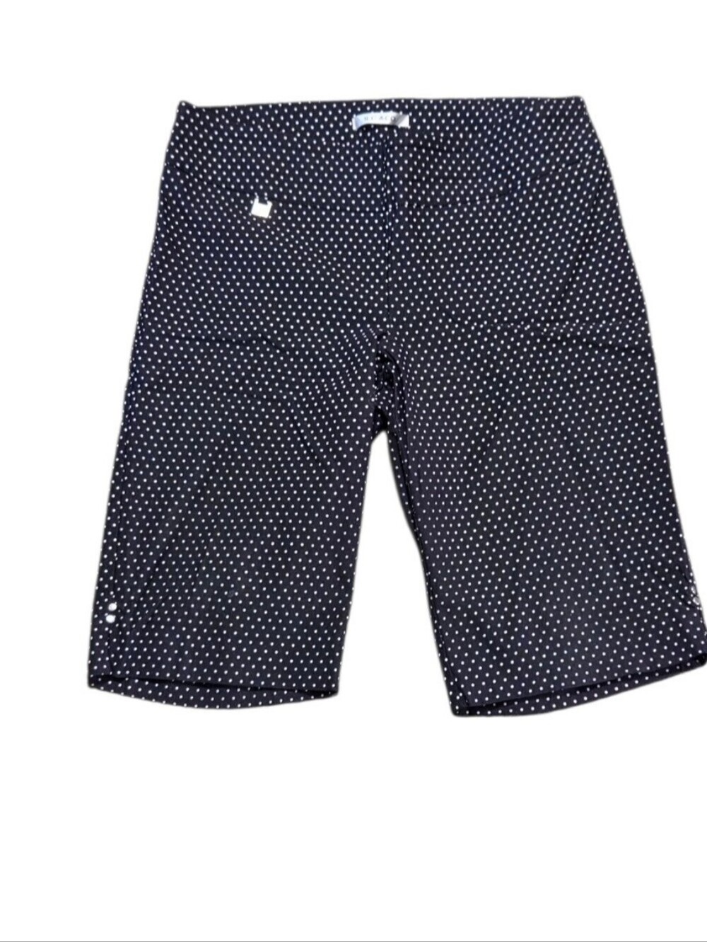 Tummy Control Black High Waisted Polka Dot Bermuda Women's Shorts. Size 12